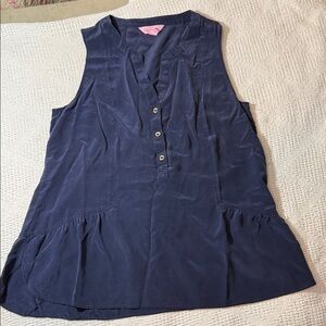 Lilly Pulitzer Navy Top 100% silk